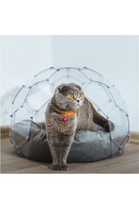 Decolemun Yuvarlak İç Mekan Kedi Evi Şeffaf