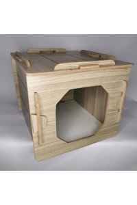 Eft Pet Kare İç Mekan Kedi Evi Ahşap Rengi