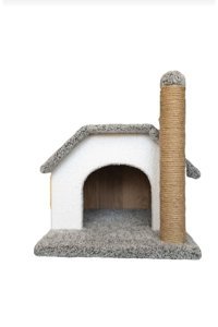 Patieviatölyesi Kare İç Mekan Kedi Evi Beyaz-Gri