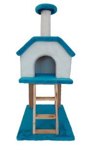 Patiderm Kare İç Mekan Kedi Evi Beyaz-Mavi