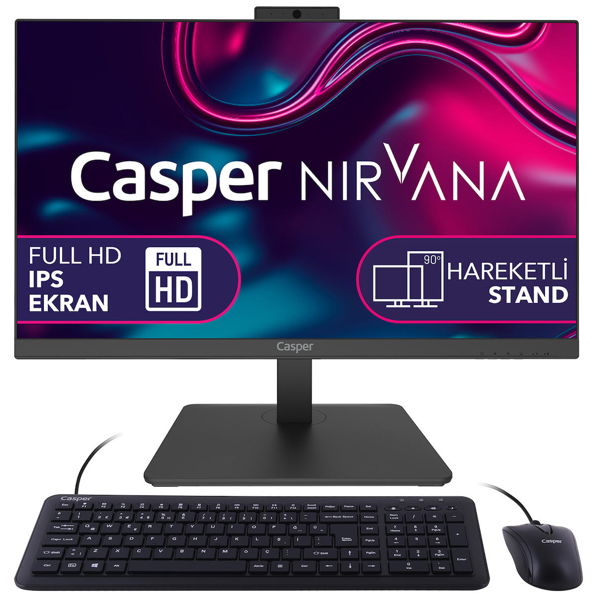 Casper Nirvana A60.5700-BV05A-V Dahili Radeon Vega 8 AMD Ryzen 7 5700U 16 GB Ram 500 GB SSD 23.8 inç Full HD Windows 11 Home All In One Bilgisayar