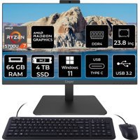 Casper Nirvana A600 A60.5700-BV00X-V C5700AIO450 Dahili Radeon Vega 8 AMD Ryzen 7 5700U 64 GB Ram 4 TB SSD 23.8 inç Full HD Windows 11 Pro All In One Bilgisayar