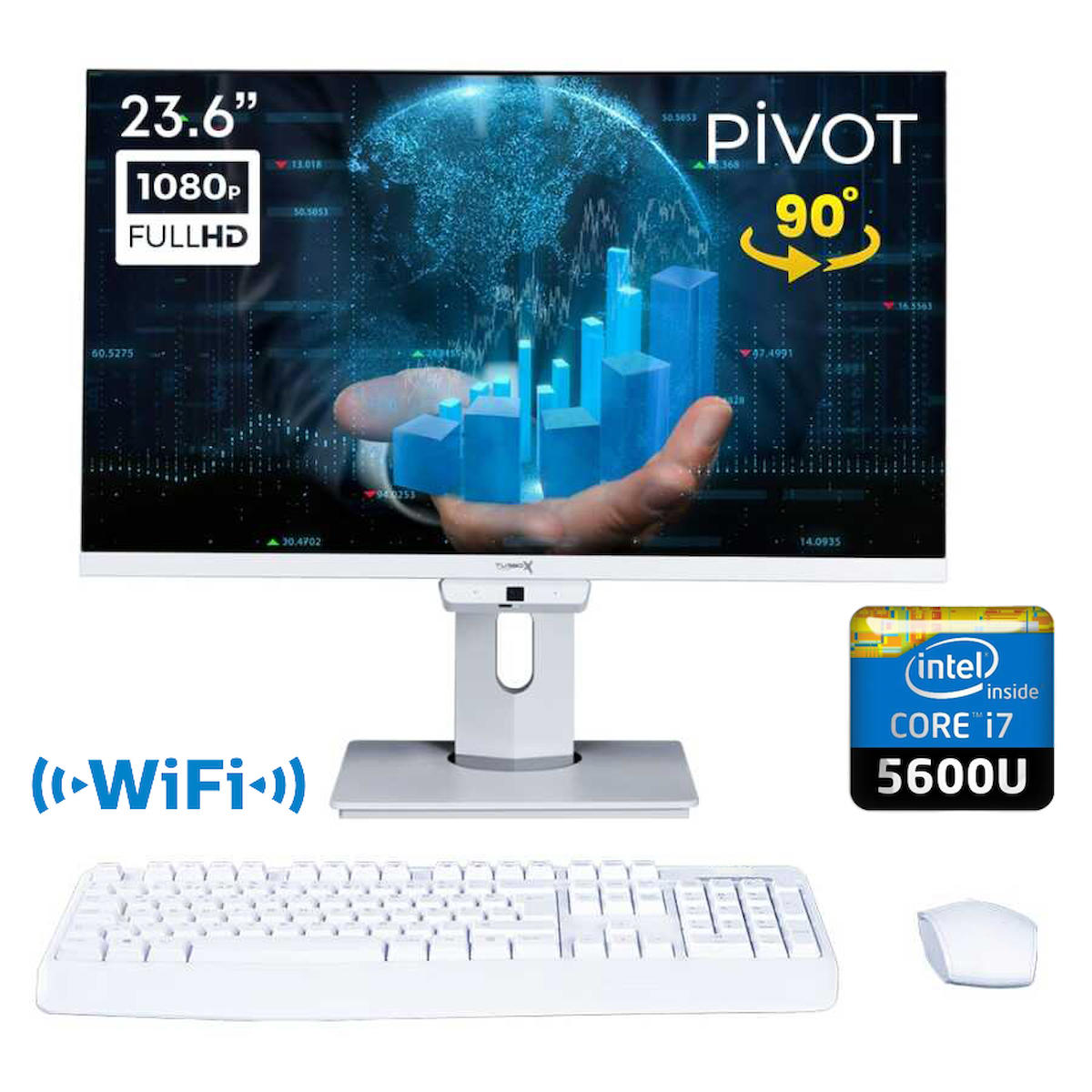 Atom Bilişim CityFlats Dahili Radeon Vega 7 Intel Core i7 5600U 8 GB Ram 256 GB SSD 24 inç Full HD Freedos + Klavye + Mouse All In One Bilgisayar