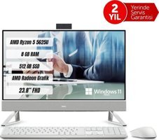 Dell Inspiron 5415 AEGIS24_AMD_2301_3602_HOM Dahili Radeon Vega 7 AMD Ryzen 5 5625U 8 GB Ram 512 GB SSD 23.8 inç Full HD Windows 11 Home All In One Bilgisayar
