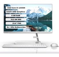 Lenovo IdeaCentre 3 24IAP7 F0GH00Q3TX Dahili UHD Graphics Intel Core i5 12450H 8 GB Ram 512 GB SSD 23.8 inç Full HD Freedos All In One Bilgisayar