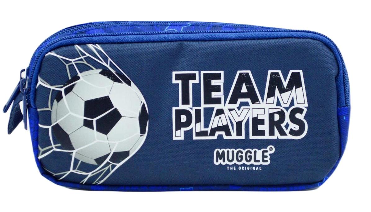 Muggle Team Players 9789 Mavi Baskılı Bez Bölmeli Çift Gözlü Dikdörtgen Cüzdan Kalem Kutusu