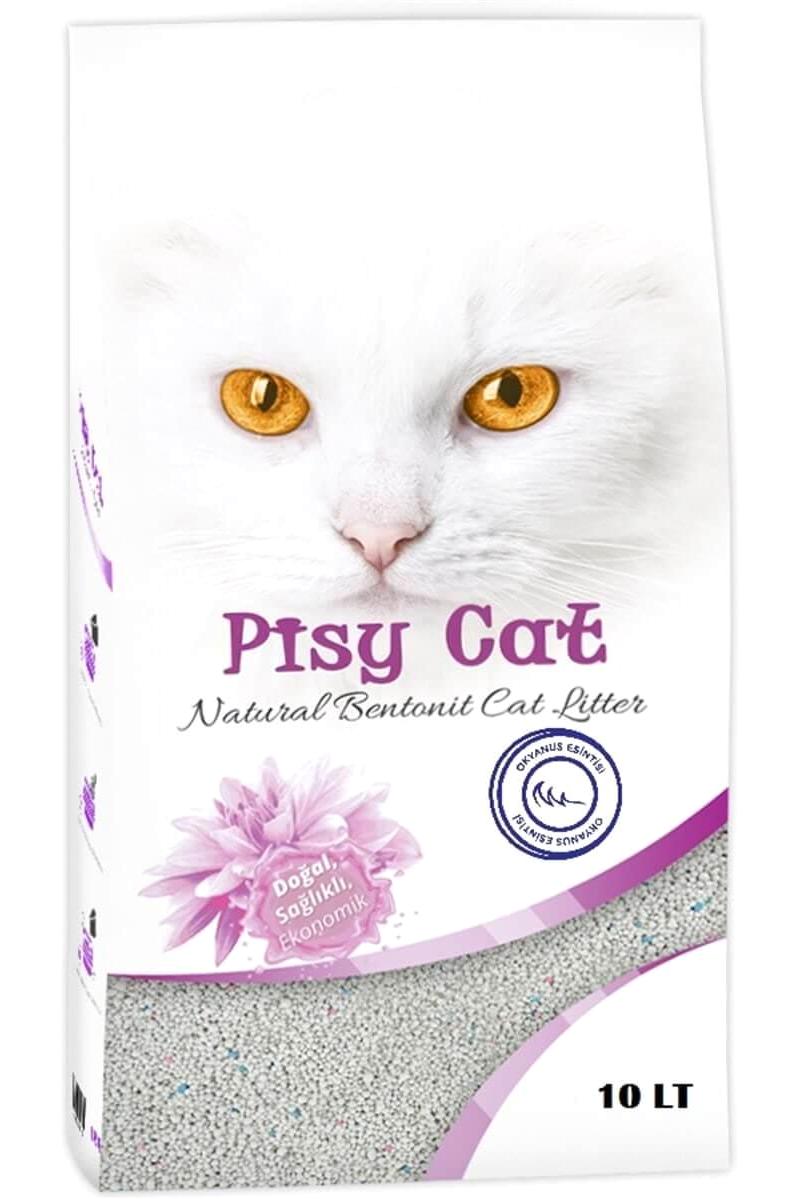 PisyCat Okyanus Esintisi Topaklanan İnce Taneli Aktif Karbonlu Bentonit Kedi Kumu 10 lt