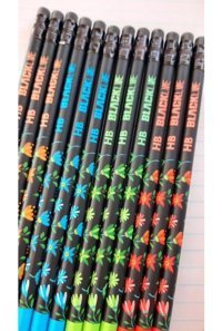 Black Line Flowers 12'li Silgili Yuvarlak Siyah HB Kurşun Kalem Seti