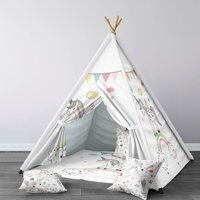 Tugu Home Baby 101 Üçgen Kızılderili Kız Unicorn Oyun Çadırı Beyaz