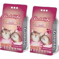 Goldlife Çiçek Kokulu Topaklanan İnce Taneli Aktif Karbonlu Bentonit Kedi Kumu 2x10 lt