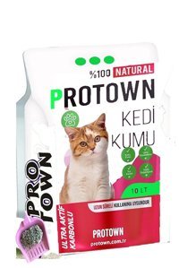 Pro Town Aloe Vera Kokulu Topaklanan İnce Taneli Aktif Karbonlu Bentonit Kedi Kumu 10 lt