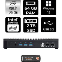 Asus PL64 PL64P399 Dahili Intel Iris Xe Graphics Intel Core i7 1255U 64 GB 2 TB Windows 11 Home Mini Pc + Per4 USB Flash Bellek