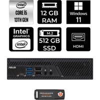 Asus PB63 PB63P407 Dahili Intel UHD Graphics 730 Intel Core i5 13400 12 GB 512 GB Windows 11 Pro Mini Pc + Per4 USB Flash Bellek