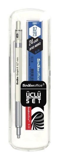 Scrikss Graph-X Silgili Metal Metalik Beyaz 0.7 mm Versatil Kalem