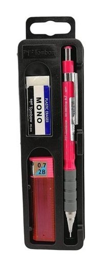 Tombow SH-300 Grip Silgili Plastik Metalik Kırmızı 0.7 mm Versatil Kalem