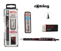 Rotring Tikky Silgili Krom Metalik Bordo 0.5 mm Versatil Kalem