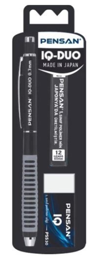 Pensan Iq Duo Silgili Krom Metalik Siyah 0.7 mm Versatil Kalem
