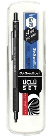 Scrikss Graph-X Silgili Krom Metalik Gri 0.7 mm Versatil Kalem