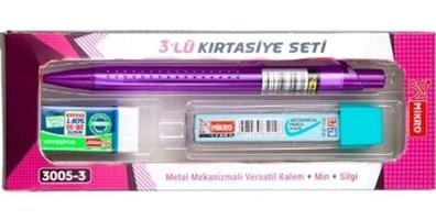 Mikro 3005-3 Silgili Metal Metalik Mor 0.7 mm Versatil Kalem+ Silgi