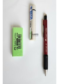 Faber-Castell 1347 Silgili Metal Metalik Bordo 0.7 mm Versatil Kalem