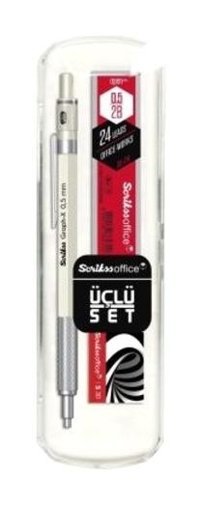 Scrikss Graph-X Silgili Metal Metalik Beyaz 0.5 mm Versatil Kalem