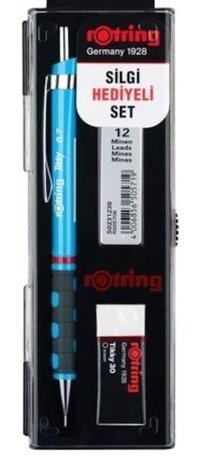 Rotring Tikky Silgili Krom Metalik Mavi 0.7 mm Versatil Kalem
