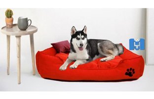 Mavi Vitrin Ultrasoft Yıkanabilir Büyük Irk İç Mekan Köpek Yatağı Kırmızı