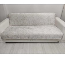 Selçuklu Tekstil Polyester Polar Pofuduk Süngerli Çizgili Bej Üçlü Koltuk Örtüsü 180x215 cm