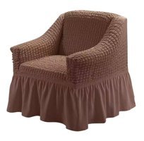 Karahanlı Pamuklu - Polyester Bürümcük Fırfırlı Süngersiz Kareli Giydirmeli Lacivert Tekli Koltuk Örtüsü 80x120 cm