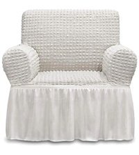Uy Style Tekstil Polyester Bürümcük-Likralı Drapeli Süngerli Düz Giydirmeli Bej Tekli Koltuk Örtüsü 70x115 cm