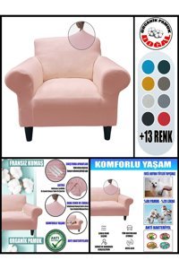 Kılıfsan Pamuklu Süngersiz Giydirmeli Bej Tekli Koltuk Örtüsü 140 cm