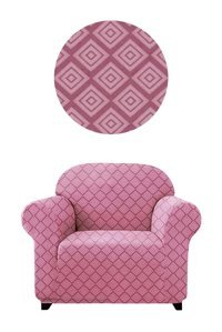 Elgeyar Polyester Likralı Jakarlı Süngersiz Armürlü Giydirmeli Pembe Tekli Koltuk Örtüsü 75x120 cm