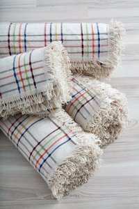 Miss Linda Home Collection Pamuklu Saçaklı Süngersiz Çizgili Bordo Dörtlü Koltuk Örtüsü 180x220 cm