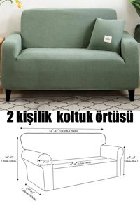 Uzhanem Pamuklu - Polyester Bürümcük-Likralı Süngerli Petek Desenli Giydirmeli Yeşil Tekli Koltuk Örtüsü 160x180 cm