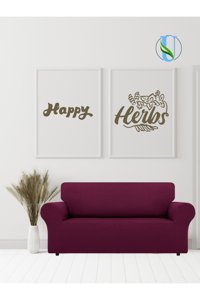 Uy Style Tekstil Polyester Likralı Süngerli Armürlü Giydirmeli Mor Tekli Koltuk Örtüsü 180x230 cm