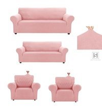 Heytgah Polyester Süngersiz Düz Giydirmeli Pembe 3-2-1-1 Koltuk Örtüsü 180x230 cm