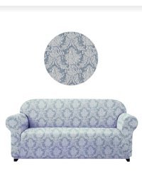 Akbu Polyester Süngersiz Şal Desenli Giydirmeli Lastikli Gri Üçlü Koltuk Örtüsü 180x230 cm
