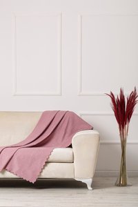 Kendim Lorisa Pamuklu Süngersiz Düz Pembe Tekli Koltuk Örtüsü 175x210 cm