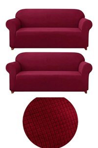 Furkanticaret Pamuklu - Polyester Likralı Süngersiz Düz Giydirmeli Somon İkili Koltuk Örtüsü 180x230 cm
