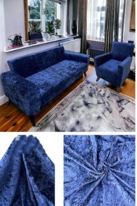Furkanticaret Kadife Süngersiz Mermer Desenli Giydirmeli Lacivert 3-3-1-1 Koltuk Örtüsü 180x230 cm