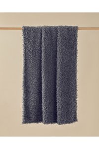 English Home Mari Pamuklu-Viskon Örgü Pofuduk Süngersiz Armürlü Antrasit Tekli Koltuk Örtüsü 130x170 cm
