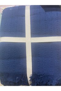 Akm Pamuklu Püsküllü Süngersiz Lacivert Tekli Koltuk Örtüsü 170x234 cm