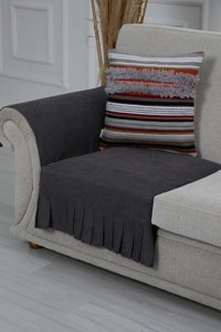 Aisha's Design KTK-7 Polyester Örgü Pileli Süngersiz Düz Gri İkili Koltuk Örtüsü 34x48 cm
