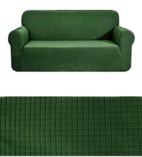 E Bahar Polyester Likralı Jakarlı Süngersiz Armürlü Giydirmeli Yeşil Üçlü Koltuk Örtüsü 180x230 cm