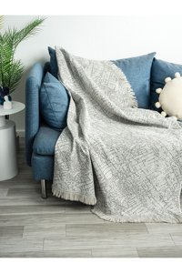 Ecre Pamuklu Kanvas Saçaklı Süngersiz Bej Tekli Koltuk Örtüsü 170x220 cm