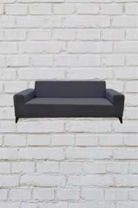 Şahane Ev Mikro Polyester Likralı Jakarlı Süngersiz Düz Giydirmeli Lastikli Gri İkili Koltuk Örtüsü 55x8 cm