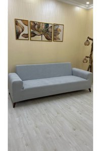 Afd Collection Süngersiz Giydirmeli Lastikli Gri Üçlü Koltuk Örtüsü 60x190 cm