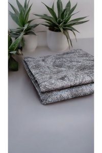 Rüya Perde Kadife Tay Tüyü Jakarlı Süngersiz Mermer Desenli Gri Tekli Koltuk Örtüsü 170x210 cm