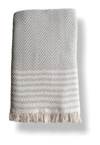 Marin Home Baby Pamuklu Saçaklı Süngersiz Çizgili Gri Tekli Koltuk Örtüsü 170x210 cm