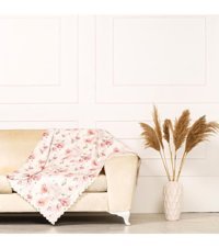 Benimol Polyester Süngersiz Çiçek Desenli Gül Kurusu Tekli Koltuk Örtüsü 175x215 cm